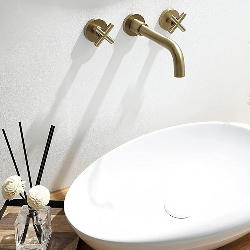 2-handle Bathroom Faucet, Or brossé