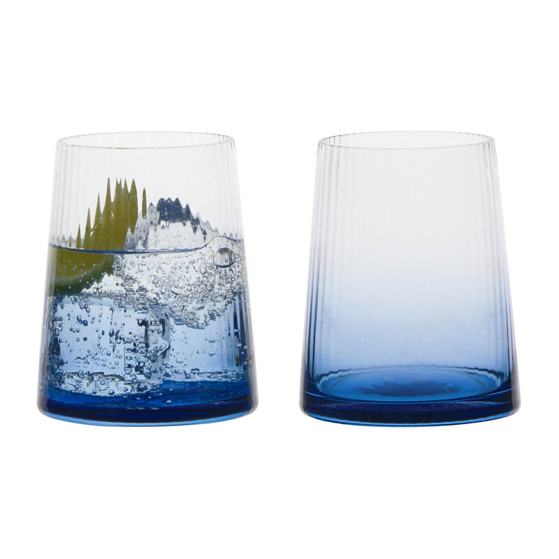 Empire 400ml Handmade Whiskey Glass Set, Blue