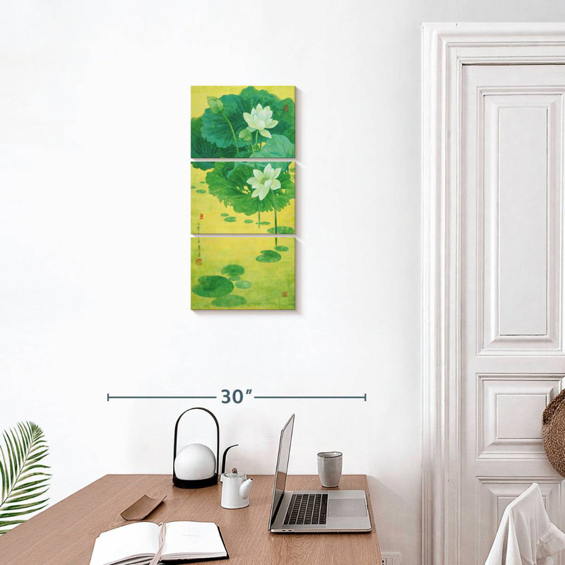 Lotus de printemps, H 27 po x l 12 po