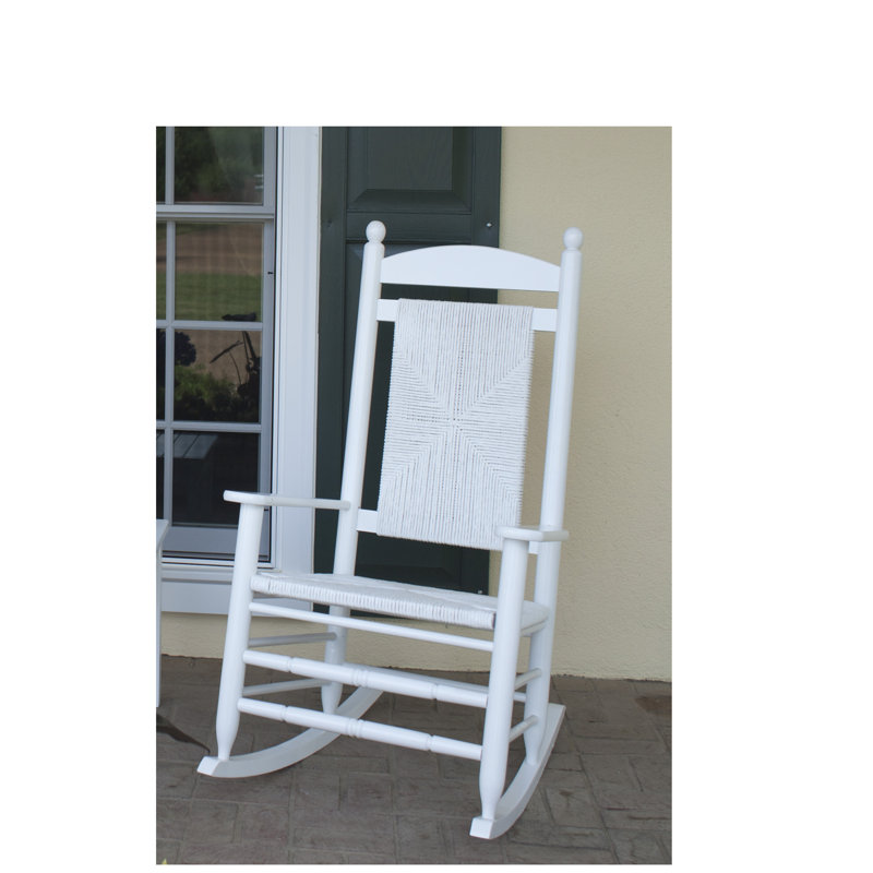 Chaise berçante d'extérieur en bois massif , Blanc mat
