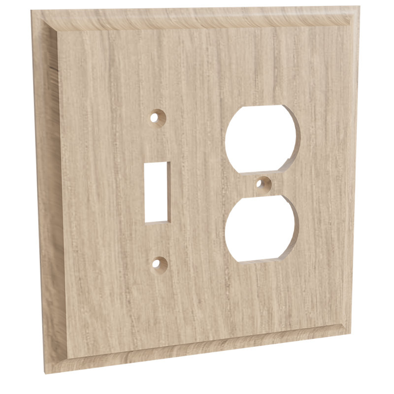 Plaque murale combinée 4 prises, Chêne blanc