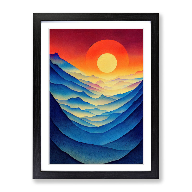 Watercolour Sun Vol.2 - Single Picture Frame Print, Black, 64cm H x 46cm W x 2cm D