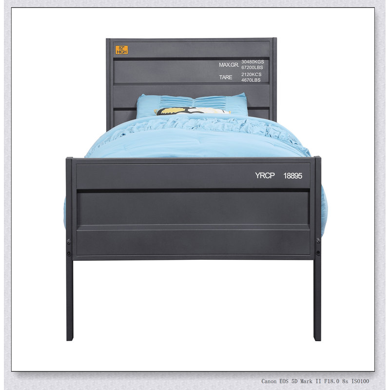 Lit plateforme double Gunmetal, Double, Métal industriel