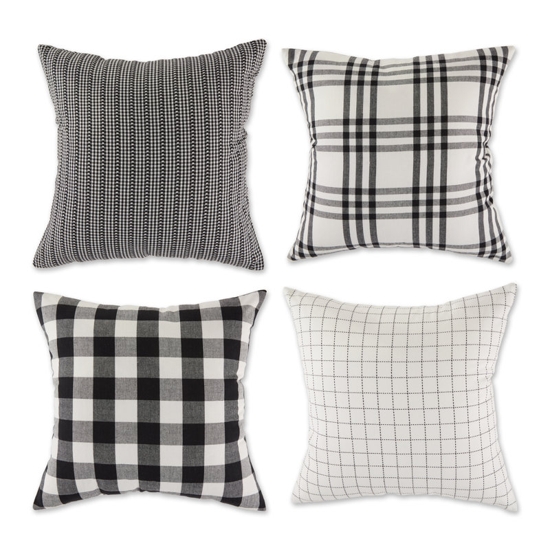  Housse de coussin carré en coton, Noir