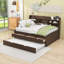 Lit de jour double avec tablettes, trois tiroirs et lit gigogne simple-1070995830