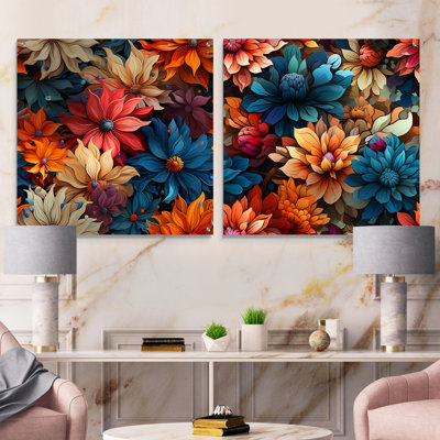 Houilles - Floral Acrylic Wall Art Glass Set Of 2