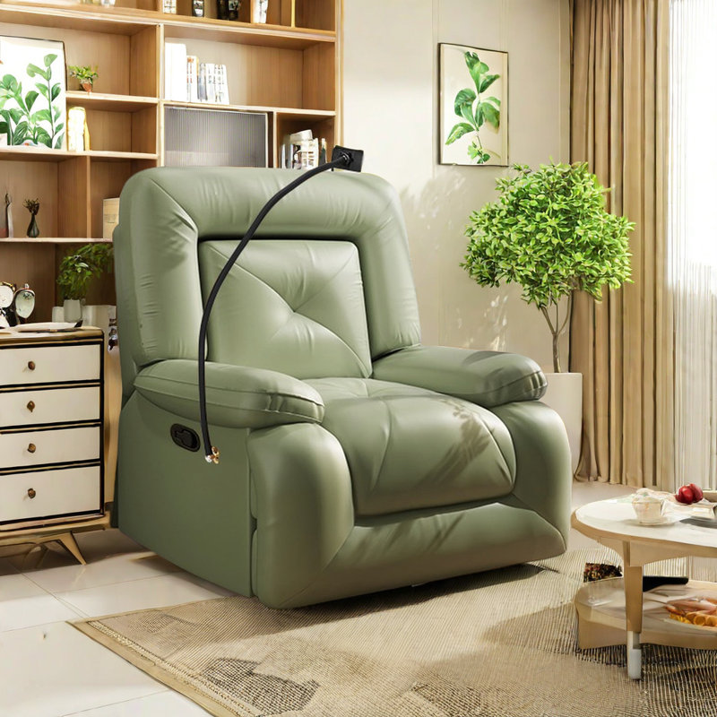 Taybree Faux Leather Swivel Recliner, Green