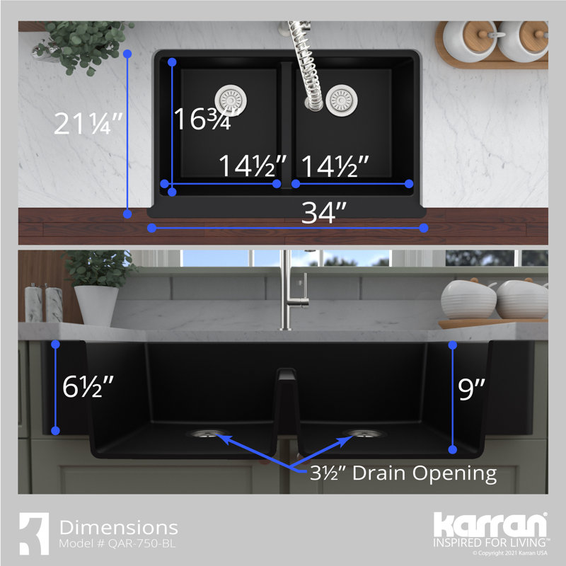 Évier de cuisine Karran Retrofit Farmhouse, Noir