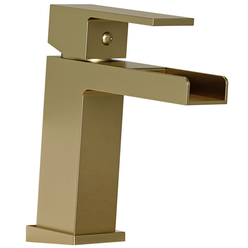 Single-Hole Single-handle Bathroom Faucet with Drain Assembly, Brushed Gold
