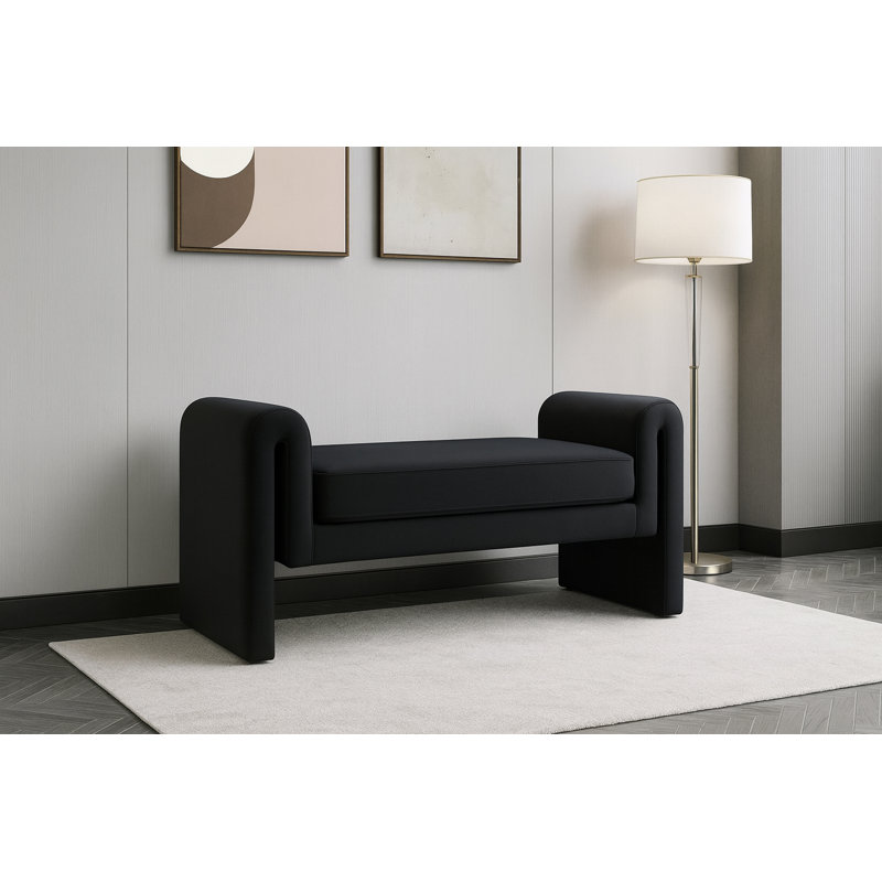 Banc rembourré Sloan, Velours noir