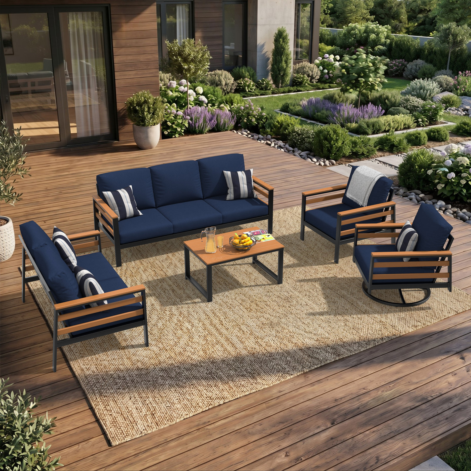 Townsend 7-Person Sunbrella® Patio Seating Group, Canvas Navy