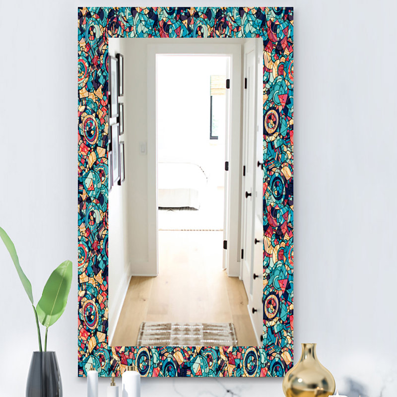 Géométrique dessiné à la main - miroir moderne - miroir mural imprimé, H 39,4 po x l 29,5 po