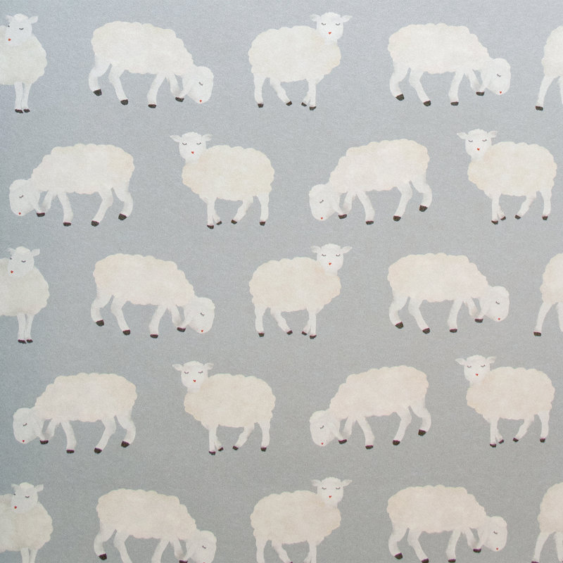 Great Kids Collection Smooth Glitter Sweet Sheep Wallpaper Roll, Light Blue