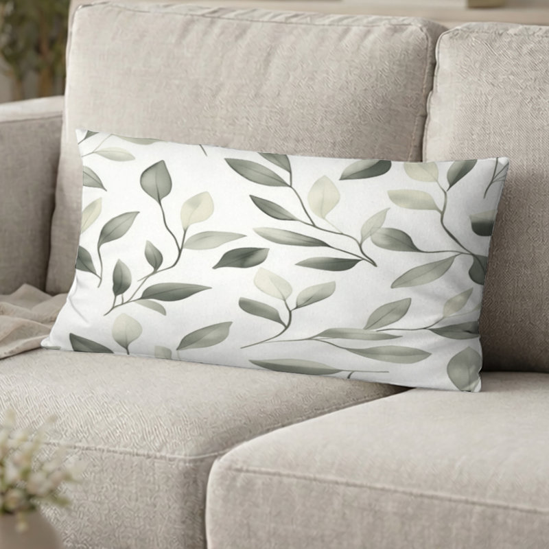 Coussin abstrait - Coussin moderne imprimé sauge, H 12 po x l 20 po