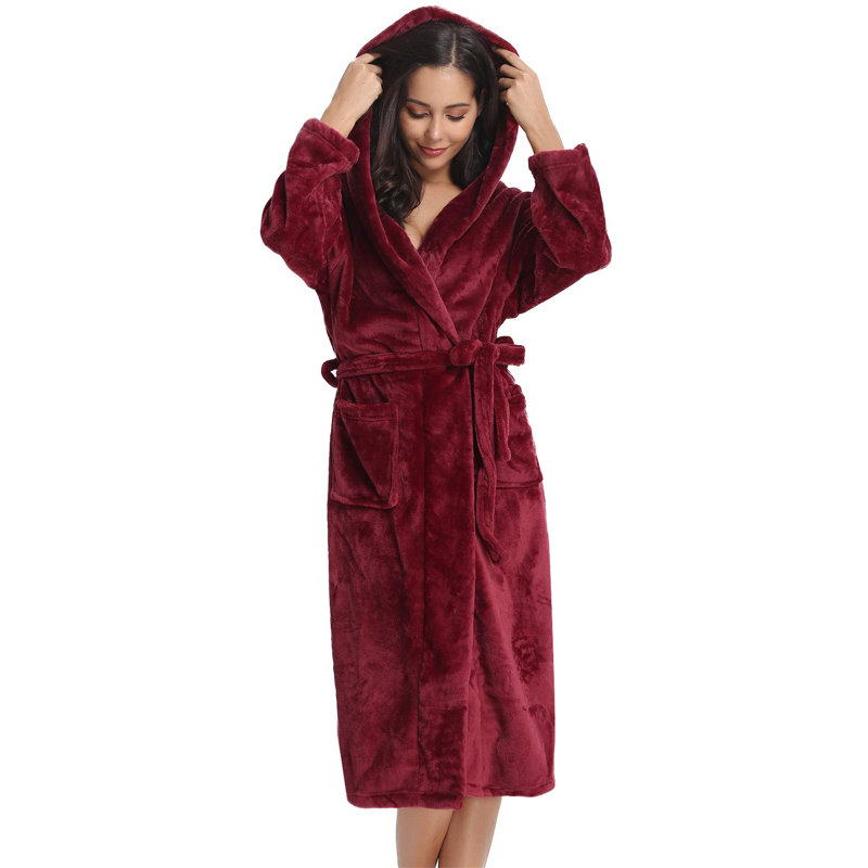Jarom Flannel Mid-Calf Bathrobe, XL, Red