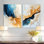Abstrait bleu côtier abstrait paysage I - art mural moderne à 2 panneaux