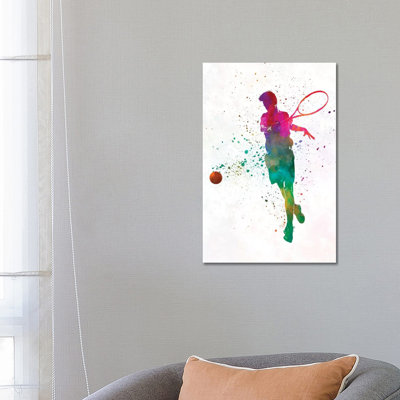 Man Tennis Player in Watercolour I 1 Piece Wrapped Canvas Painting