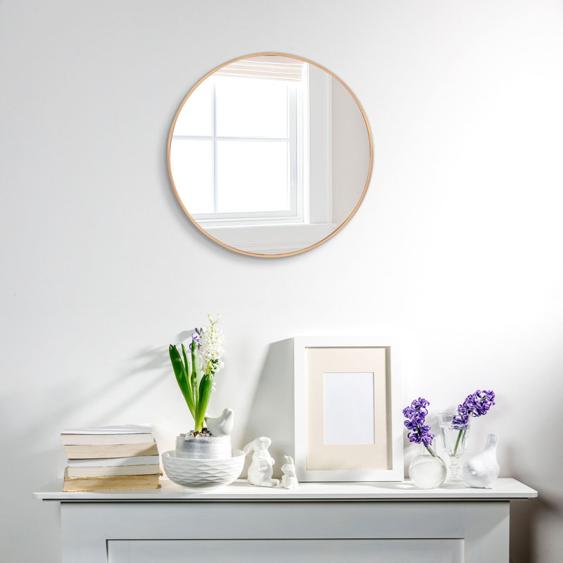 Sussy Metal Round Mirror, 24" x 24", Gold