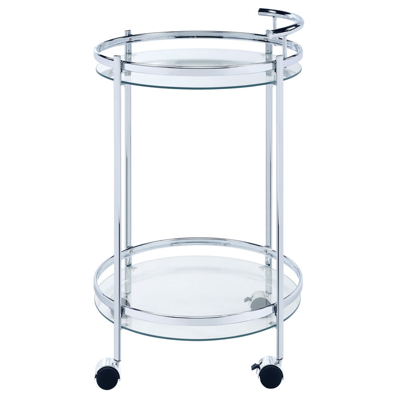 Chariot-bar moderne moderne en métal chromé , Argent argent