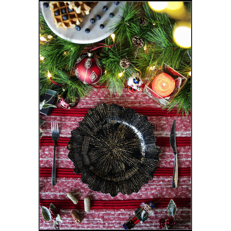 Paquet de 8 assiettes élégantes en plastique noir, D13, pour rehausser le décor des repas et des événements, Black