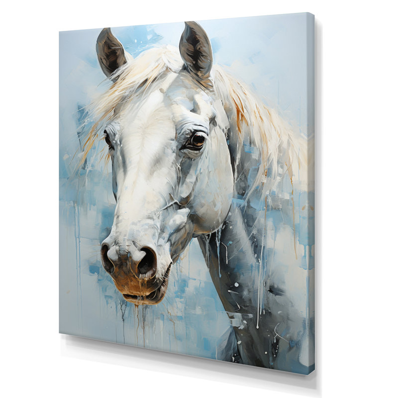 Toile blanche et bleue, sérénité révélée, pointillisme I - animaux, art mural sur toile, H 20 po x l 12 po x P 1 po