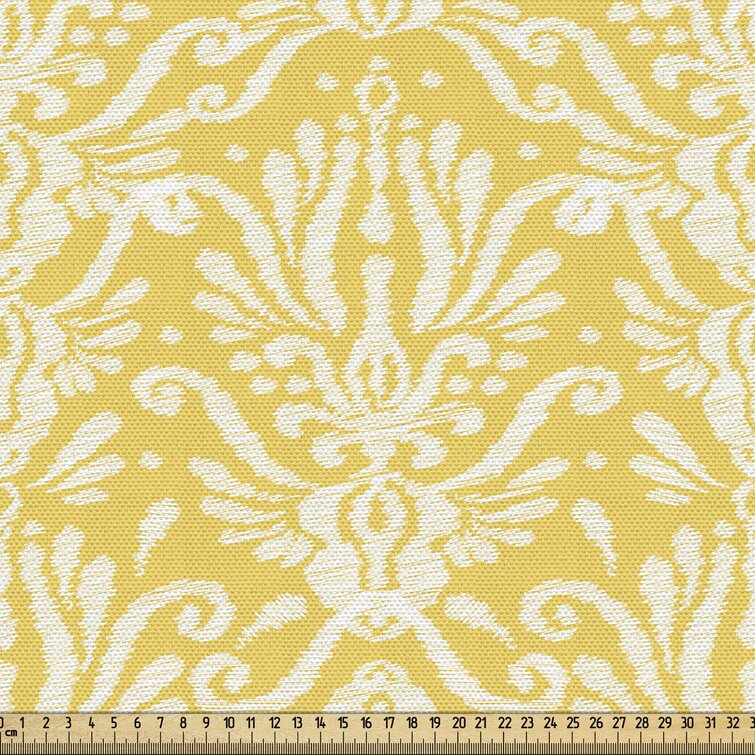  Lunarable Mustard Fabric by The Yard, Modern Ikat