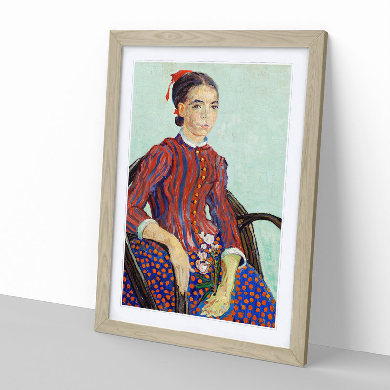 La Mousme by Vincent Van Gogh - Picture Frame Painting, 48cm H x 36cm W x 2cm D, Oak Framed