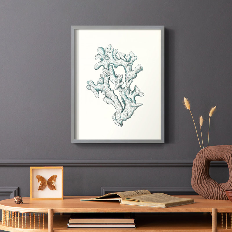 Antique Antique Coastal Coral IV, reproduction encadrée - bois massif, Gris, H 10 po x l 8 po