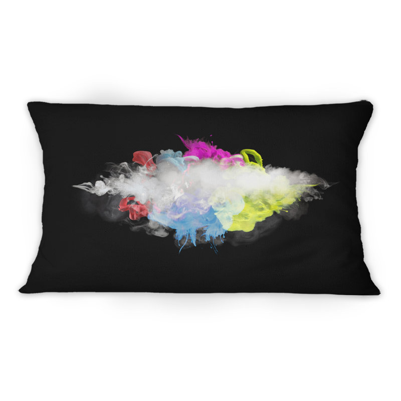 Coussin décoratif blanc 12 "x 20" White Smoke With Vibrant Colors I