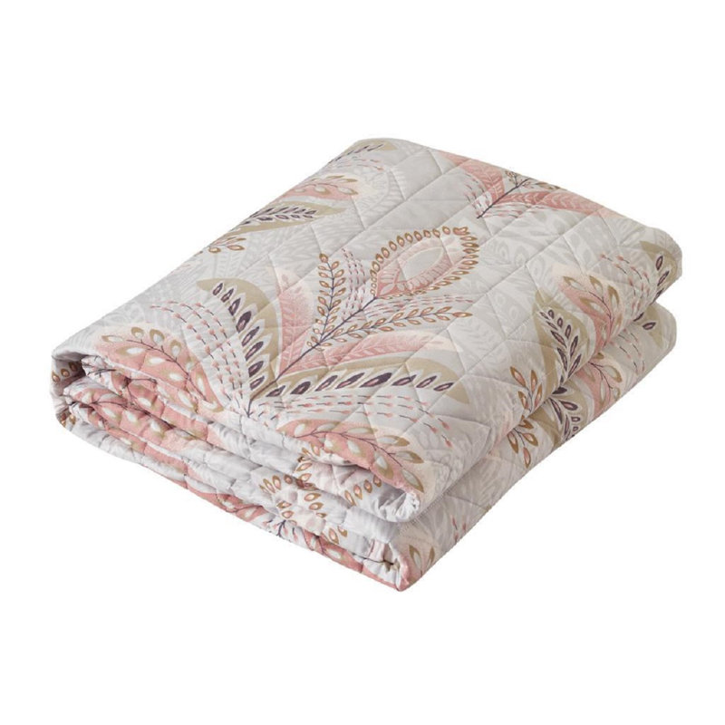 Printed Bedspread Set Floral Pattern with Matching Pillow Shams, Soft Microfiber Coverlet, Lightweight & All-Season Bedding