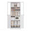 Armoire de cuisine 72 po en métal avec portes et tablettes, grand organisateur de rangement réglable robuste, armoire autoportante sans outil pour le salon, la salle de bain, blanc