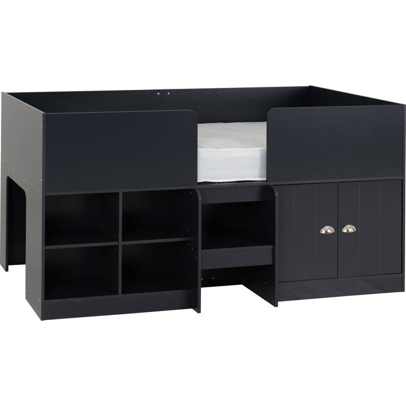 Hylton Single (3') Mate's & Captain's Daybed with Shelves, Dark Grey