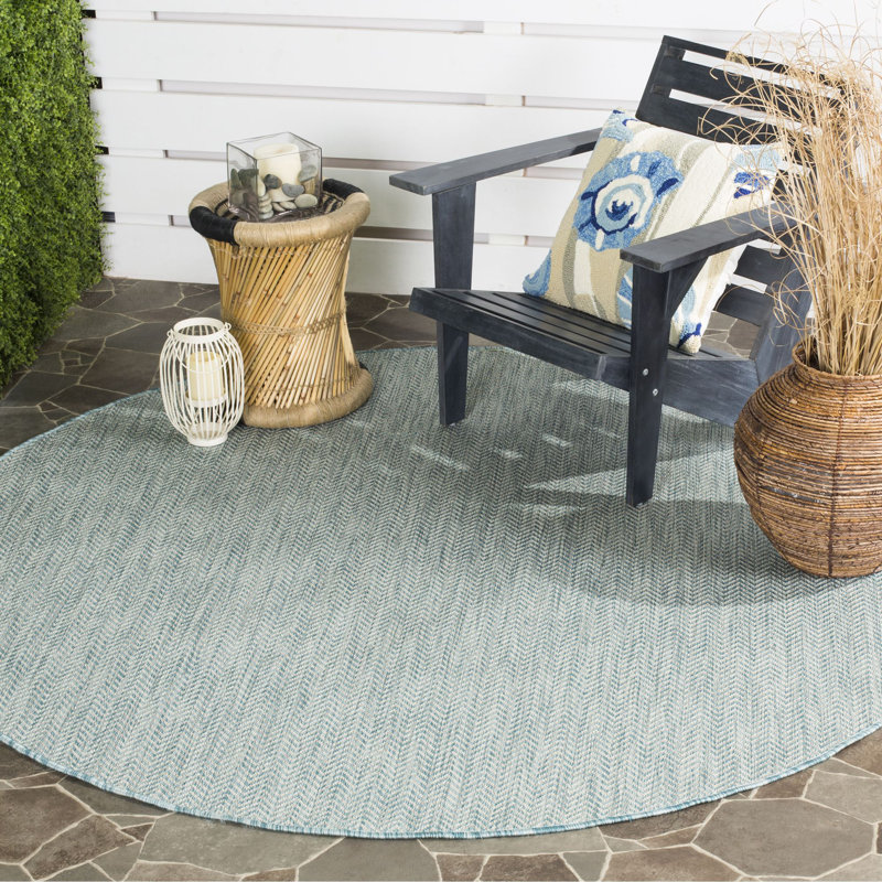Sayeda Performance Solid Color Indoor/Outdoor Area Rug, Round 7'1"