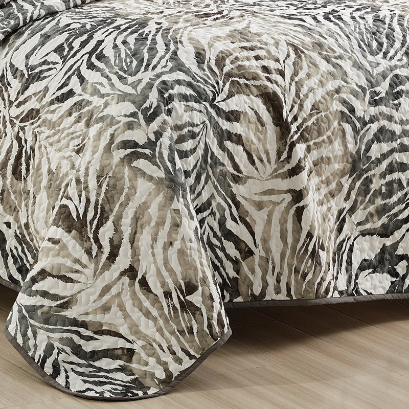 Ensemble de literie et couvre-lit 3 pièces, Couvre-lit de très grande taille et 2 taies déco, Beige, bleu sarcelle / floral