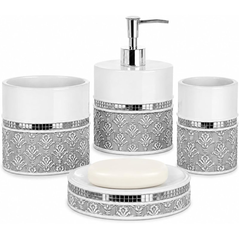 Ensemble d'accessoires de salle de bain 4 pièces Mirror Damask