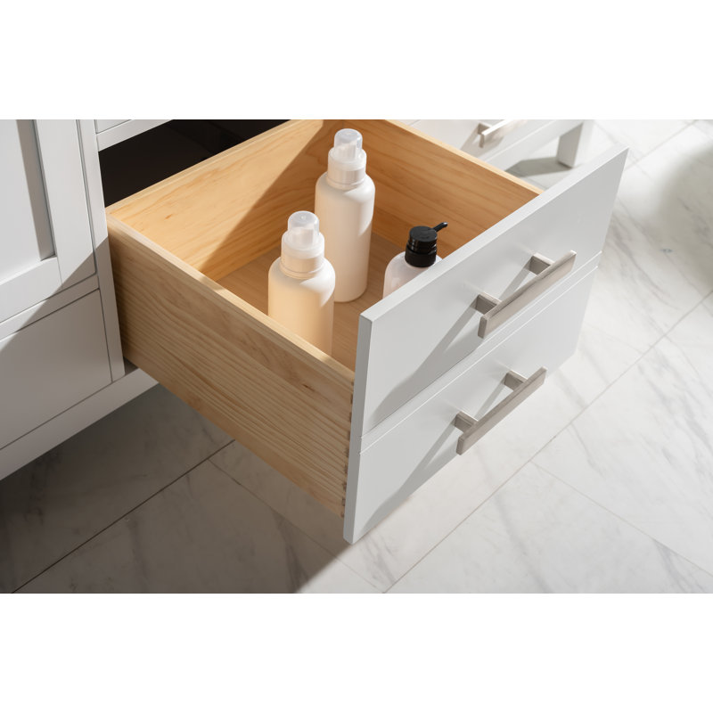 72'' Double Bathroom Vanity with Quartz Top, White