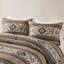 Ensemble d'édredon à rayures 5 pièces avec coussins décoratifs brun double / grand 5 pièces