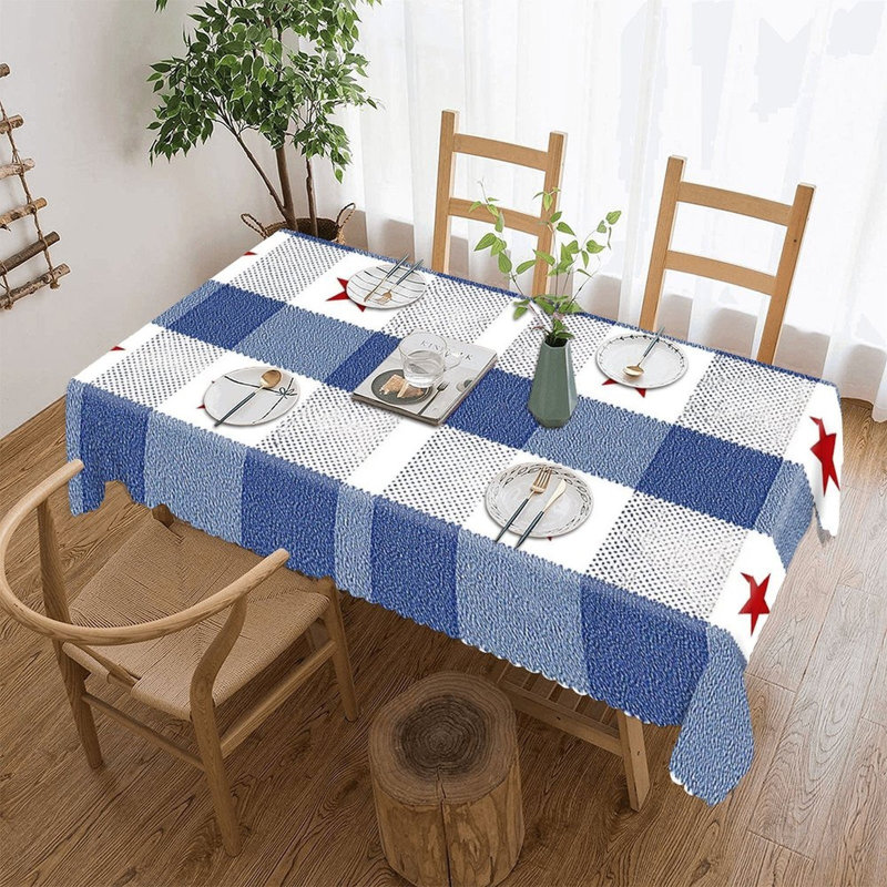 Housse de table rectangulaire avec bords festonnés 60 "x 120" bleu et blanc