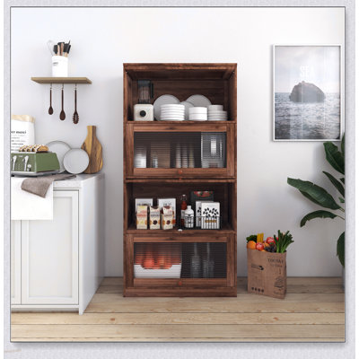 Contemporary Floor-To-Ceiling Bookcase With Dustproof Glass Doors And Low Storage Cabinet For Office And Home