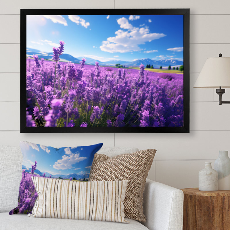 Brynnley fleurs sereine lavande II - impression, H 24 po x l 32 po x P 1 po, Cadre simple noir