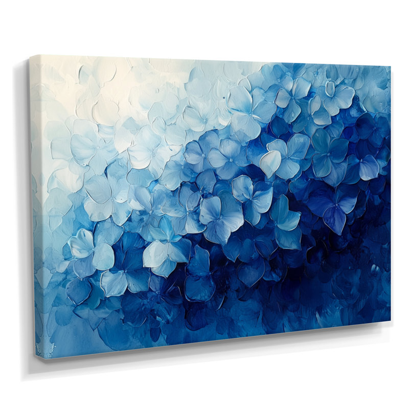 Velours hortensia lignes de grâce - hydrangées, art mural, H 34 po x l 44 po, Toile tendue, Ne s’applique pas