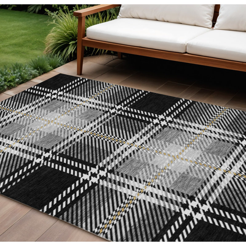 Tapis intérieur lavable 10 pi x 14 pi noir et gris