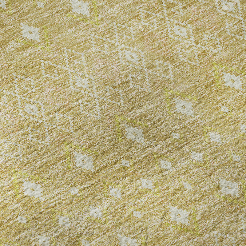 Premium Machine Washable Prisco Gold Rug, Runner 2'3" x 7'6"