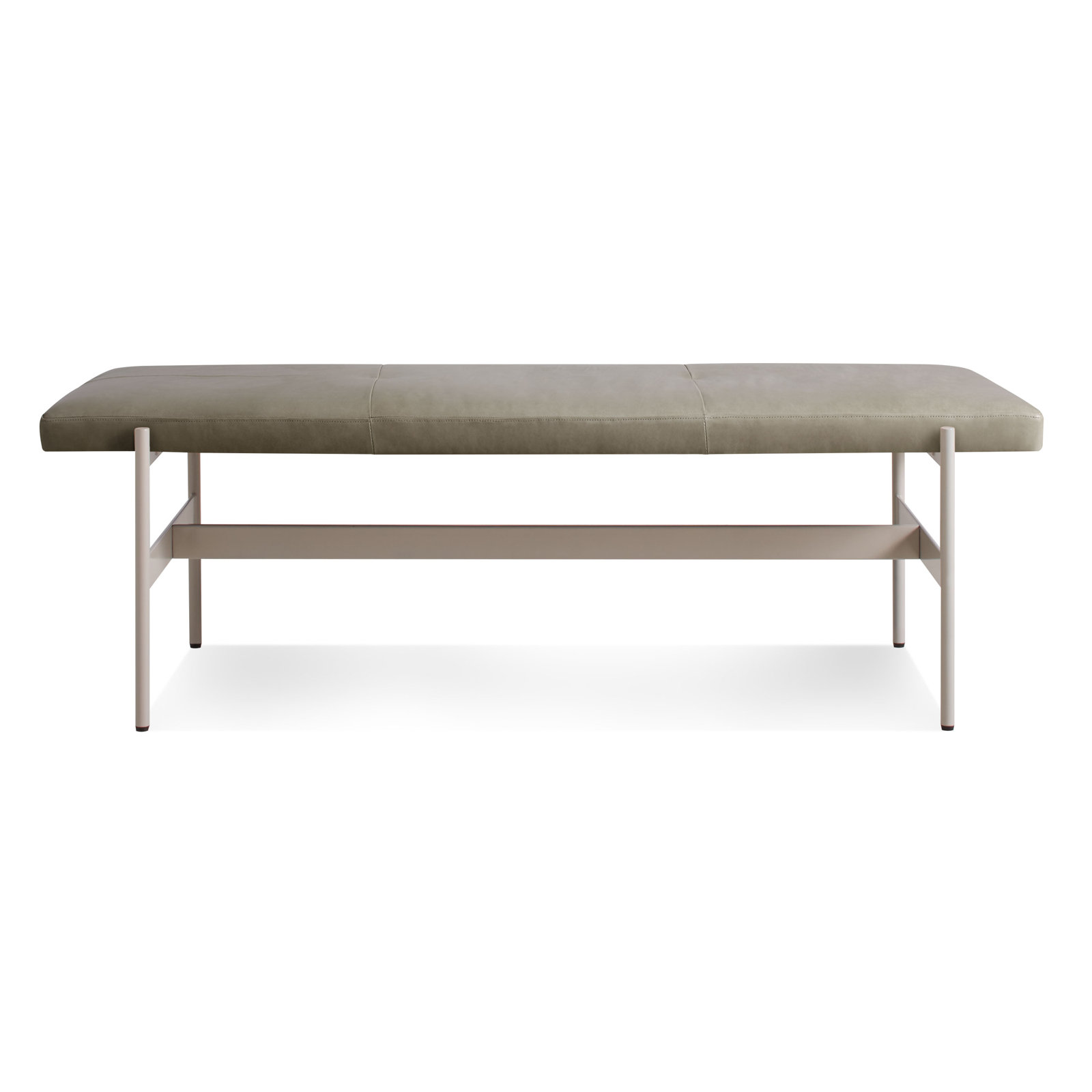 Daybench Genuine Leather Bench, Putty, Grey, 17" H x 55" W x 14" D