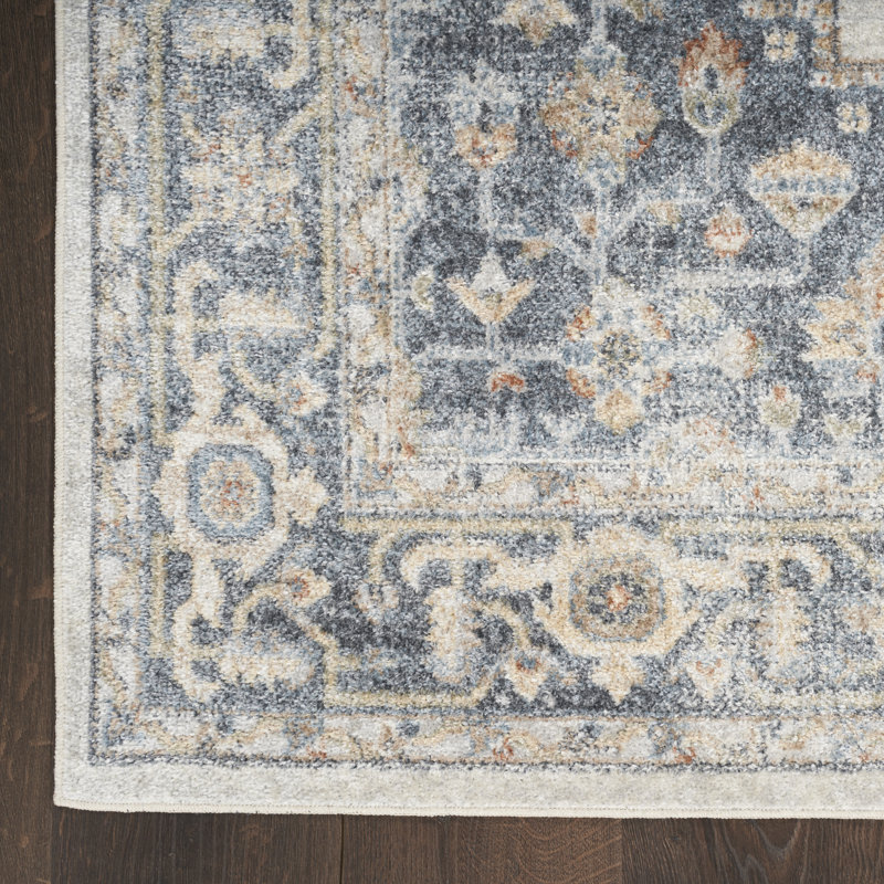 Tapis gris / doré lavable à la machine LaGuardia, Rectangle 5 pi 3 po x 7 pi