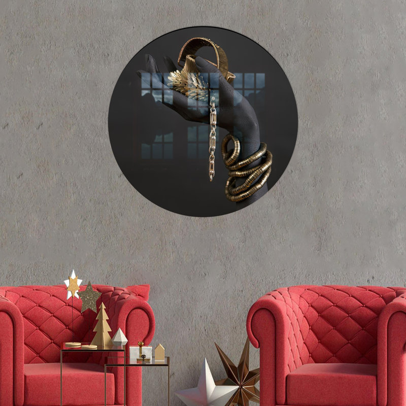 Tempered Glass Wall Decor Featuring A Fashionable African Woman's Hand Adorned With A Gold Bracelet Perfect For Enhancing A Room With An Ethnic Touch