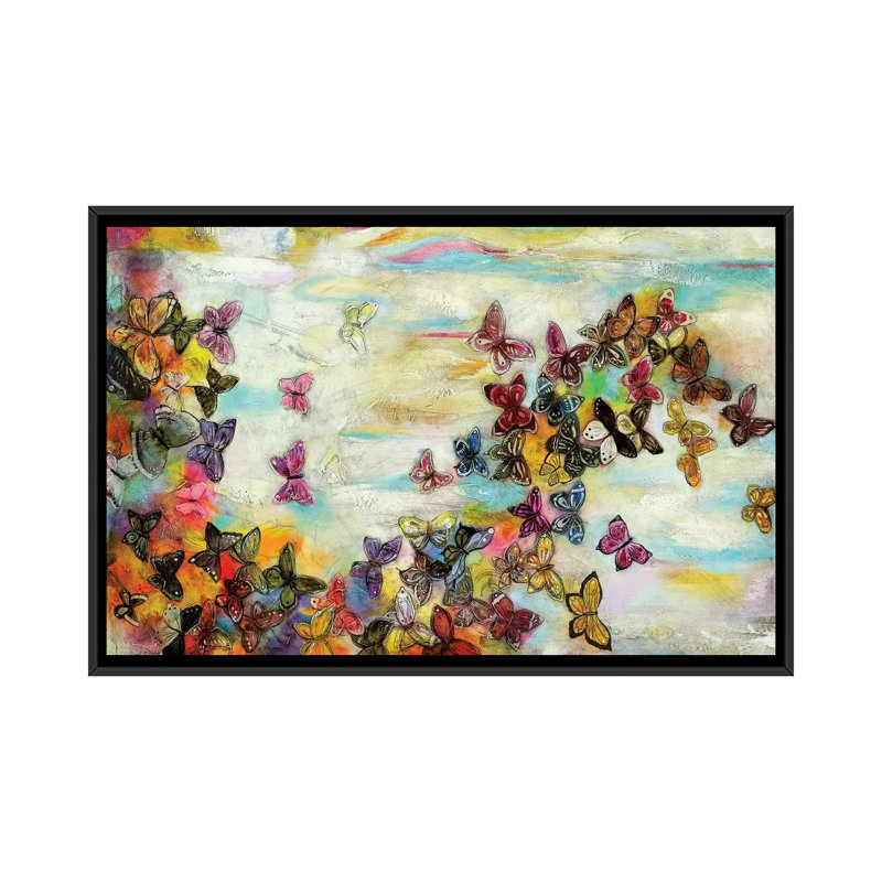 Mariposas II - impression sur toile tendue, H 18 po x l 26 po x P 1,5 po, Toile avec cadre noir