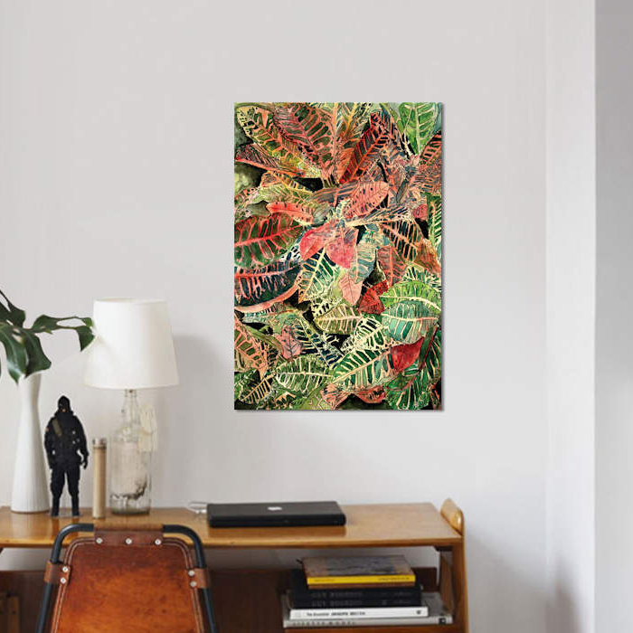 « croton botanique », impression sur toile, H 12 po x l 8 po x P 0,75 po, Pas de tapis, Toile tendue