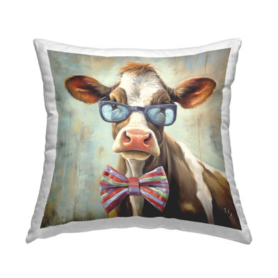 Coussin Hipster Cow with Bowtie