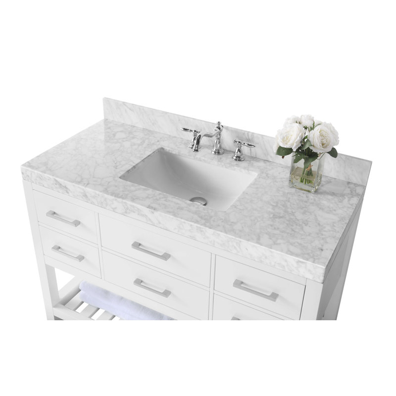 48 in. Single Vanity with Mirror, Nickel, Sapphire Gray, Carrara White